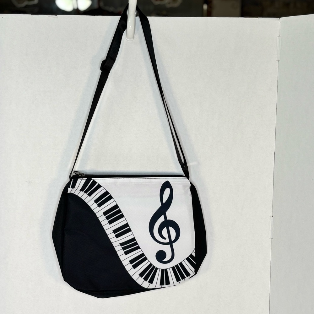 Black and White Music Note Shoulder Bag - Picture 2 of 8